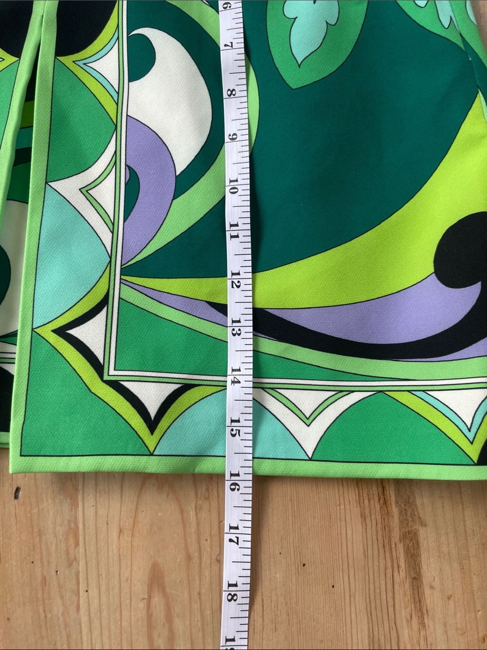 Zara Pucci Inspired Mod Print Mini Skirt Green Retro Geometric Size L - Picture 7 of 7